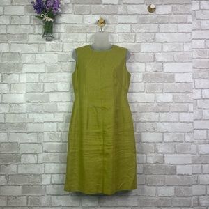 Talbots Petites Lined Linen Green Dress